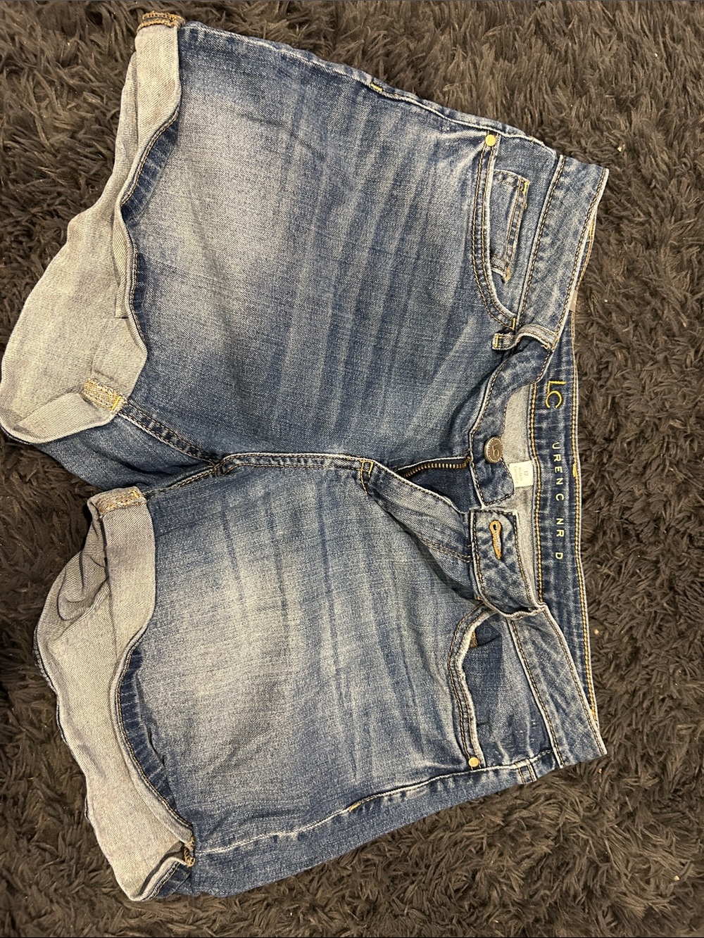 LC Lauren Conrad Faded Blue Denim Rolled-Cuff Shorts